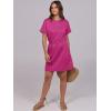 imageANRABESS Womens Dresses 2025 Summer Casual Short Sleeve Crew Neck Elastic Waist Mini T Shirt Dress with PocketsHot Pink