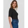 imageANRABESS Womens Half Sleeve Crewneck Tops Ribbed Knit Slim Fit Shirts Basic Tee 2025 Spring Summer Dressy Casual TShirtsBlack