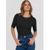 imageANRABESS Womens Half Sleeve Crewneck Tops Ribbed Knit Slim Fit Shirts Basic Tee 2025 Spring Summer Dressy Casual TShirtsBlack