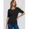 imageANRABESS Womens Half Sleeve Crewneck Tops Ribbed Knit Slim Fit Shirts Basic Tee 2025 Spring Summer Dressy Casual TShirtsBlack
