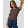 imageANRABESS Womens Half Sleeve Crewneck Tops Ribbed Knit Slim Fit Shirts Basic Tee 2025 Spring Summer Dressy Casual TShirtsCoffee