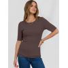 imageANRABESS Womens Half Sleeve Crewneck Tops Ribbed Knit Slim Fit Shirts Basic Tee 2025 Spring Summer Dressy Casual TShirtsCoffee