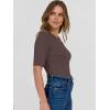 imageANRABESS Womens Half Sleeve Crewneck Tops Ribbed Knit Slim Fit Shirts Basic Tee 2025 Spring Summer Dressy Casual TShirtsCoffee