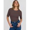 imageANRABESS Womens Half Sleeve Crewneck Tops Ribbed Knit Slim Fit Shirts Basic Tee 2025 Spring Summer Dressy Casual TShirtsCoffee