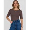 imageANRABESS Womens Half Sleeve Crewneck Tops Ribbed Knit Slim Fit Shirts Basic Tee 2025 Spring Summer Dressy Casual TShirtsCoffee