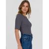 imageANRABESS Womens Half Sleeve Crewneck Tops Ribbed Knit Slim Fit Shirts Basic Tee 2025 Spring Summer Dressy Casual TShirtsDeep Grey