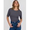 imageANRABESS Womens Half Sleeve Crewneck Tops Ribbed Knit Slim Fit Shirts Basic Tee 2025 Spring Summer Dressy Casual TShirtsDeep Grey