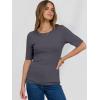 imageANRABESS Womens Half Sleeve Crewneck Tops Ribbed Knit Slim Fit Shirts Basic Tee 2025 Spring Summer Dressy Casual TShirtsDeep Grey