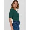 imageANRABESS Womens Half Sleeve Crewneck Tops Ribbed Knit Slim Fit Shirts Basic Tee 2025 Spring Summer Dressy Casual TShirtsForest Green