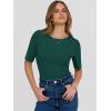 imageANRABESS Womens Half Sleeve Crewneck Tops Ribbed Knit Slim Fit Shirts Basic Tee 2025 Spring Summer Dressy Casual TShirtsForest Green