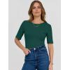 imageANRABESS Womens Half Sleeve Crewneck Tops Ribbed Knit Slim Fit Shirts Basic Tee 2025 Spring Summer Dressy Casual TShirtsForest Green