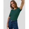 imageANRABESS Womens Half Sleeve Crewneck Tops Ribbed Knit Slim Fit Shirts Basic Tee 2025 Spring Summer Dressy Casual TShirtsForest Green