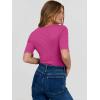 imageANRABESS Womens Half Sleeve Crewneck Tops Ribbed Knit Slim Fit Shirts Basic Tee 2025 Spring Summer Dressy Casual TShirtsHot Pink