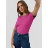 imageANRABESS Womens Half Sleeve Crewneck Tops Ribbed Knit Slim Fit Shirts Basic Tee 2025 Spring Summer Dressy Casual TShirtsHot Pink