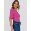 imageANRABESS Womens Half Sleeve Crewneck Tops Ribbed Knit Slim Fit Shirts Basic Tee 2025 Spring Summer Dressy Casual TShirtsHot Pink