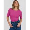imageANRABESS Womens Half Sleeve Crewneck Tops Ribbed Knit Slim Fit Shirts Basic Tee 2025 Spring Summer Dressy Casual TShirtsHot Pink