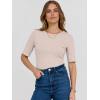 imageANRABESS Womens Half Sleeve Crewneck Tops Ribbed Knit Slim Fit Shirts Basic Tee 2025 Spring Summer Dressy Casual TShirtsLight Apricot