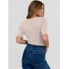 imageANRABESS Womens Half Sleeve Crewneck Tops Ribbed Knit Slim Fit Shirts Basic Tee 2025 Spring Summer Dressy Casual TShirtsLight Apricot