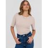 imageANRABESS Womens Half Sleeve Crewneck Tops Ribbed Knit Slim Fit Shirts Basic Tee 2025 Spring Summer Dressy Casual TShirtsLight Apricot
