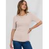 imageANRABESS Womens Half Sleeve Crewneck Tops Ribbed Knit Slim Fit Shirts Basic Tee 2025 Spring Summer Dressy Casual TShirtsLight Apricot