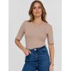 imageANRABESS Womens Half Sleeve Crewneck Tops Ribbed Knit Slim Fit Shirts Basic Tee 2025 Spring Summer Dressy Casual TShirtsLight Khaki