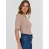imageANRABESS Womens Half Sleeve Crewneck Tops Ribbed Knit Slim Fit Shirts Basic Tee 2025 Spring Summer Dressy Casual TShirtsLight Khaki