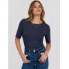 imageANRABESS Womens Half Sleeve Crewneck Tops Ribbed Knit Slim Fit Shirts Basic Tee 2025 Spring Summer Dressy Casual TShirtsNavy Blue
