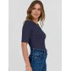 imageANRABESS Womens Half Sleeve Crewneck Tops Ribbed Knit Slim Fit Shirts Basic Tee 2025 Spring Summer Dressy Casual TShirtsNavy Blue