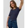 imageANRABESS Womens Half Sleeve Crewneck Tops Ribbed Knit Slim Fit Shirts Basic Tee 2025 Spring Summer Dressy Casual TShirtsNavy Blue