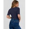 imageANRABESS Womens Half Sleeve Crewneck Tops Ribbed Knit Slim Fit Shirts Basic Tee 2025 Spring Summer Dressy Casual TShirtsNavy Blue