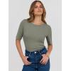 imageANRABESS Womens Half Sleeve Crewneck Tops Ribbed Knit Slim Fit Shirts Basic Tee 2025 Spring Summer Dressy Casual TShirtsSage Green
