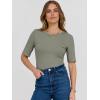 imageANRABESS Womens Half Sleeve Crewneck Tops Ribbed Knit Slim Fit Shirts Basic Tee 2025 Spring Summer Dressy Casual TShirtsSage Green