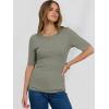 imageANRABESS Womens Half Sleeve Crewneck Tops Ribbed Knit Slim Fit Shirts Basic Tee 2025 Spring Summer Dressy Casual TShirtsSage Green