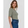 imageANRABESS Womens Half Sleeve Crewneck Tops Ribbed Knit Slim Fit Shirts Basic Tee 2025 Spring Summer Dressy Casual TShirtsSage Green