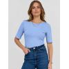 imageANRABESS Womens Half Sleeve Crewneck Tops Ribbed Knit Slim Fit Shirts Basic Tee 2025 Spring Summer Dressy Casual TShirtsSky Blue