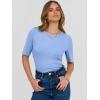 imageANRABESS Womens Half Sleeve Crewneck Tops Ribbed Knit Slim Fit Shirts Basic Tee 2025 Spring Summer Dressy Casual TShirtsSky Blue
