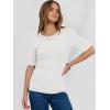 imageANRABESS Womens Half Sleeve Crewneck Tops Ribbed Knit Slim Fit Shirts Basic Tee 2025 Spring Summer Dressy Casual TShirtsWhite