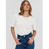 imageANRABESS Womens Half Sleeve Crewneck Tops Ribbed Knit Slim Fit Shirts Basic Tee 2025 Spring Summer Dressy Casual TShirtsWhite