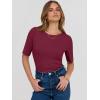 imageANRABESS Womens Half Sleeve Crewneck Tops Ribbed Knit Slim Fit Shirts Basic Tee 2025 Spring Summer Dressy Casual TShirtsWine Red