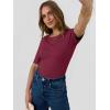 imageANRABESS Womens Half Sleeve Crewneck Tops Ribbed Knit Slim Fit Shirts Basic Tee 2025 Spring Summer Dressy Casual TShirtsWine Red