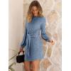 imageANRABESS Womens Long Lantern Sleeve Ribbed Knit Casual Lightweight Tie Waist 2025 Fall Cocktail Short Mini Sweater DressGrey Blue