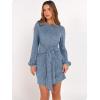 imageANRABESS Womens Long Lantern Sleeve Ribbed Knit Casual Lightweight Tie Waist 2025 Fall Cocktail Short Mini Sweater DressGrey Blue