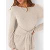 imageANRABESS Womens Long Lantern Sleeve Ribbed Knit Casual Lightweight Tie Waist 2025 Fall Cocktail Short Mini Sweater DressLight Khaki