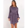 imageANRABESS Womens Long Lantern Sleeve Ribbed Knit Casual Lightweight Tie Waist 2025 Fall Cocktail Short Mini Sweater DressPurple