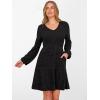 imageANRABESS Womens Long Lantern Sleeve Ribbed Knit Dresses V Neck Casual 2025 Fall Winter Flowy Swing Tunic Sweater Short DressBlack