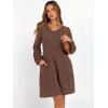 imageANRABESS Womens Long Lantern Sleeve Ribbed Knit Dresses V Neck Casual 2025 Fall Winter Flowy Swing Tunic Sweater Short DressBrown