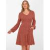 imageANRABESS Womens Long Lantern Sleeve Ribbed Knit Dresses V Neck Casual 2025 Fall Winter Flowy Swing Tunic Sweater Short DressBurnt Orange