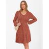 imageANRABESS Womens Long Lantern Sleeve Ribbed Knit Dresses V Neck Casual 2025 Fall Winter Flowy Swing Tunic Sweater Short DressBurnt Orange