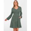 imageANRABESS Womens Long Lantern Sleeve Ribbed Knit Dresses V Neck Casual 2025 Fall Winter Flowy Swing Tunic Sweater Short DressGreen