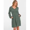 imageANRABESS Womens Long Lantern Sleeve Ribbed Knit Dresses V Neck Casual 2025 Fall Winter Flowy Swing Tunic Sweater Short DressGreen